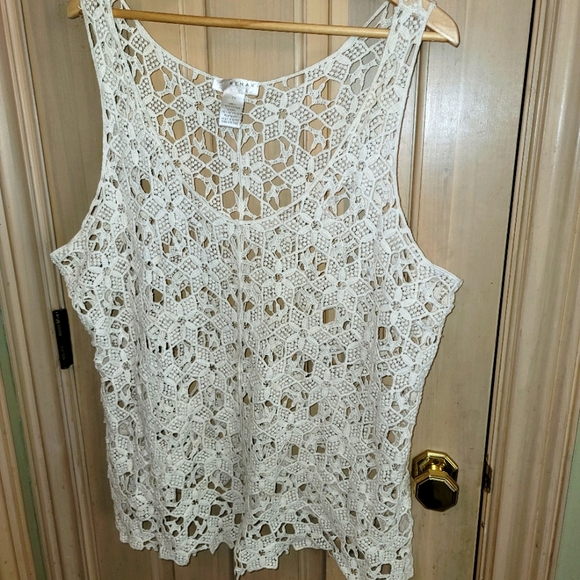 Kenar Tops - Womens Plus sz 2x Crocheted open Woven Shirt by Kenar